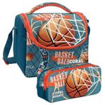 Coral High Nefti Turuncu Basketbol Desenli Erkek Cocuk Isi Yalitimli Beslenme Cantasi Ve Kalemlik Seti
