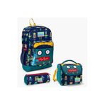 Coral High Okul Çantası Lacivert Robot Desenli 3'lü Set 27x38x14 cm, Orta, SET01K74, Lacivert Çivit, kız-çocuk