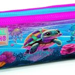 Coral High Pembe Mor Kaplumbaga Uc Bolmeli Kalem Cantasi - Kiz Cocuk