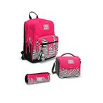 Coral High Pembe Siyah Beyaz Desenli 3'Lü Okul Çanta Seti Set0123678 - Kız