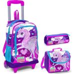 Coral High Pembe Unicorn Kız Çocuk Çekçek Çanta Seti - Işıklı Tekerlekler - Mor Unicorn