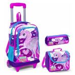 Coral High Pembe Unicorn Kız Çocuk Çekçek Çanta Seti - Işıklı Tekerlekler
