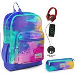 Coral High Renkli Airbrush USB Soketli Okul Çantası ve Kalemlik Seti - Kız Çocuk Kalemlik
