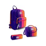 Coral High Renkli Çizgili 3 Lü Okul Çanta Seti Set0123674 Lacivert - Turuncu