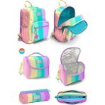 Coral High Renkli Çizgili Desenli 3’lü Okul Çanta Seti SET0123630 - 3 lü set - Standart