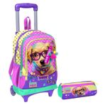 Coral High Sarı Pembe Sevimli Köpek Işıklı Tekerlekli Çekçek Çanta Ve Kalemlik Seti - Kız Çocuk