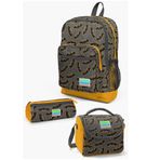 Coral High SET0123721 Kids Koyu Gri Hardal Yarasa Desenli 3’lü Okul Çanta Seti