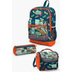 Coral High SET0123723 Kids Civit Neon Turuncu Kaykay Desenli 3’lü Okul Çanta Seti
