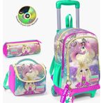 Coral High SET0123933 Kids Pembe Su Yeşili Unicornlu Kız Desenli Çekçekli 3’lü Okul Çanta Seti