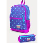 Coral High SET0223706 Kids Lavanta Pembe Kalp Desenli 2'li Okul Çanta Seti