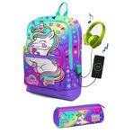 Coral High SET0223829 Kids Lavanta Su Yeşili Unicorn Desenli Usb'li 2'li Okul Çanta Seti