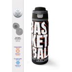 Coral High Siyah Basketbol Desenli Pipetli ve Direkt İçim Çelik Termos 800 ml 38528