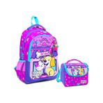 Coral High Uc Gozlu Ilkokul Cantasi Ve Beslenme Cantasi - Kedi Kopek Desenli - Kiz Cocuk