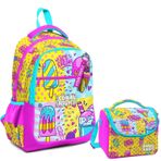 Coral High Uc Gozlu Ilkokul Cantasi Ve Beslenme Cantasi - Mixed Dondurma Desenli - Kiz Cocuk