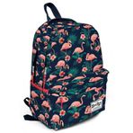 Coral High Üç Gözlü Yeşil Pembe Flamingo Desenli Okul ve Günlük Sırt Çantası 15,6 Inc Laptop Bölmeli Okul Çantası