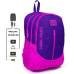 Coral High Usb Girişli Mor Pembe 3 Gözlü Okul Çantası