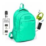 Coral High Usb ve Aux Çıkışlı Kız ve Erkek Su Yeşili İlk ve Ortaokul Sırt Çantası