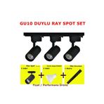Coral Light Mini Ray Spot Set Gu-10 Duylu Siyah Kasa Beyaz Işık 3 Spot Lamba 1 Mt Ray 3 Gu10 6500k Led Ampul