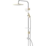 Coral Soft Tepe Başlıklı Duş Sistemi Seti - Beyaz - Altın