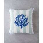 Corallo Punch Nakışlı Kırlent Kılıfı 45X45 cm Mavi - Yeşil - 45 x 45