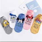 Çorap Dünyam 5”çift Kadın Mickey Mouse Pamuklu Patik Çorap Seti - 36 - 41 - Çok Renkli