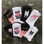 Çorap Dünyam 8 'li Seri Bts Black Pink Exo Kore Kolej Tenis Çorap - 36 - 42 - Renkli