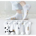 Çorap Kurdu 5’li Karışık Desenli Kadın Patik Çorap Set - Beyaz - Siyah - 36 - 42
