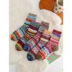 Çorap Kurdu 5'li Kışlık Kalın Unisex Soket Çorap Set Renkli Desenli Pamuk İpliği ile Sıcak Tutar - 36 - 44 - Karışık