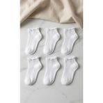 Çorap Kurdu 6'lı Kadın Fırfırlı Kısa Patik Çorap Set - 36 - 42 - 00-Beyaz