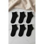 Çorap Kurdu 6'lı Kadın Fırfırlı Kısa Patik Çorap Set - 36 - 42 - 000-Siyah
