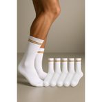 çorapkolik Taban Havlu Çizgili Tenis Spor Çorap 6'lı Paket