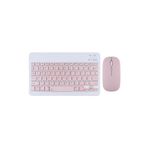 corcishop Apple iPad 9. Nesil A2602 Tablet Uyumlu Mini Slim Şarjlı Bluetooth Klavye ve Mouse Seti Pembe