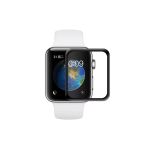 Corcishop Apple Watch 38Mm 3D Kavisli Temperli Cam Full Ekran Koruyucu Kırılmaz Film Siyah