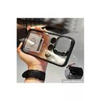 Corcishop İphone 15 Pro Max Uyumlu Kılıf Kamera Korumalı Pencere Standlı Arkası Şeffaf + Lens Koruyucu