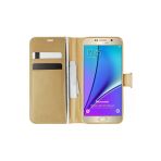 Corcishop Samsung Galaxy Note 5 Ile Uyumlu Kılıf Standlı Kapaklı Korumalı Gold