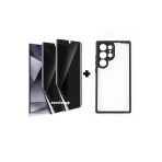 Corcishop Samsung Galaxy S24 Ultra Kılıf Kamera Korumalı Şeffaf Arka Yüzey + Hayalet Ekran Koruyucu