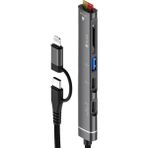 Corcoz Type-C ve Lightning Girişli 5in1 USB 3.0 Sd Kart Micro Sd Kart Okuyucu - CZ84 - Gümüş