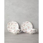 Cordelia New Bone China 4 Parça 2 Kişilik Çay Fincanı Takımı 220 ml Beyaz - Pembe