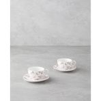 Cordelia New Bone China 4 Parça 2 Kişilik Kahve Fincan Takımı 90 ml Beyaz - Pembe