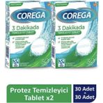 COREGA 3 Dakikada Temizleyici Tablet 30’lu x 2 Adet Hızlı Temizlik Sağlayan Özellik