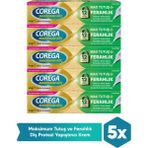 Corega 5 Adet Max Tutuş & Ferahlık Diş Protezi Yapıştırıcı Krem 40 gr Çinko İçeren Etkili Formül