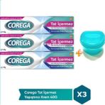 Corega Tat Içermez Diş Protez Yapıştırıcı Krem 40 gr x 3 Adet + Corega Protez Diş Saklama Kutusu