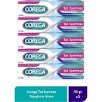 Corega Tat İçermez Diş Protezi Yapıştırıcı Krem 40G Krem Renkli 5 Adet Paket İçin Güçlü Tutucu
