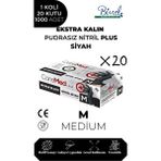 CoreMed Ekstra Kalın Nitril Siyah Plus Muayene Eldiveni M - 1 Koli 20 Paket 50'li