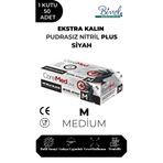 COREMED Ekstra Kalın Nitril Siyah Plus Muayene Eldiveni M - 1 Paket 50'li