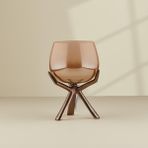 Cornella Gınger Saten Bronz Ayaklı Cam Şamdan Küçük Ağız:11 Cm X Boy:21 Cm