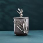 Cornella Ivy Antik Nikel Detaylı Füme Ombreli Cam Kavanoz Büyük Ağız :14 Cm X Boy:16 Cm X Tümü: 27 Cm