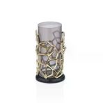 Cornella Pillar Antik Gold Gri Ombreli Cam Mumluk Küçük Ağız :11 Cm X Boy:25 Cm