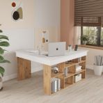 Corner Kitaplık Raflı Çalışma Masası Çam-Antrasit Cor5-Aw - Çalisma Masasi Genislik : 1150 mm Ofis Masasi Derinlik: 1200 mm Ofis Masasi Yükseklik: 720 mm - Beyaz - Çam