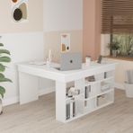 Corner Kitaplık Raflı Çalışma Masası Çam-Antrasit Cor5-W - Çalisma Masasi Genislik : 1150 mm Ofis Masasi Derinlik: 1200 mm Ofis Masasi Yükseklik: 720 mm - Beyaz